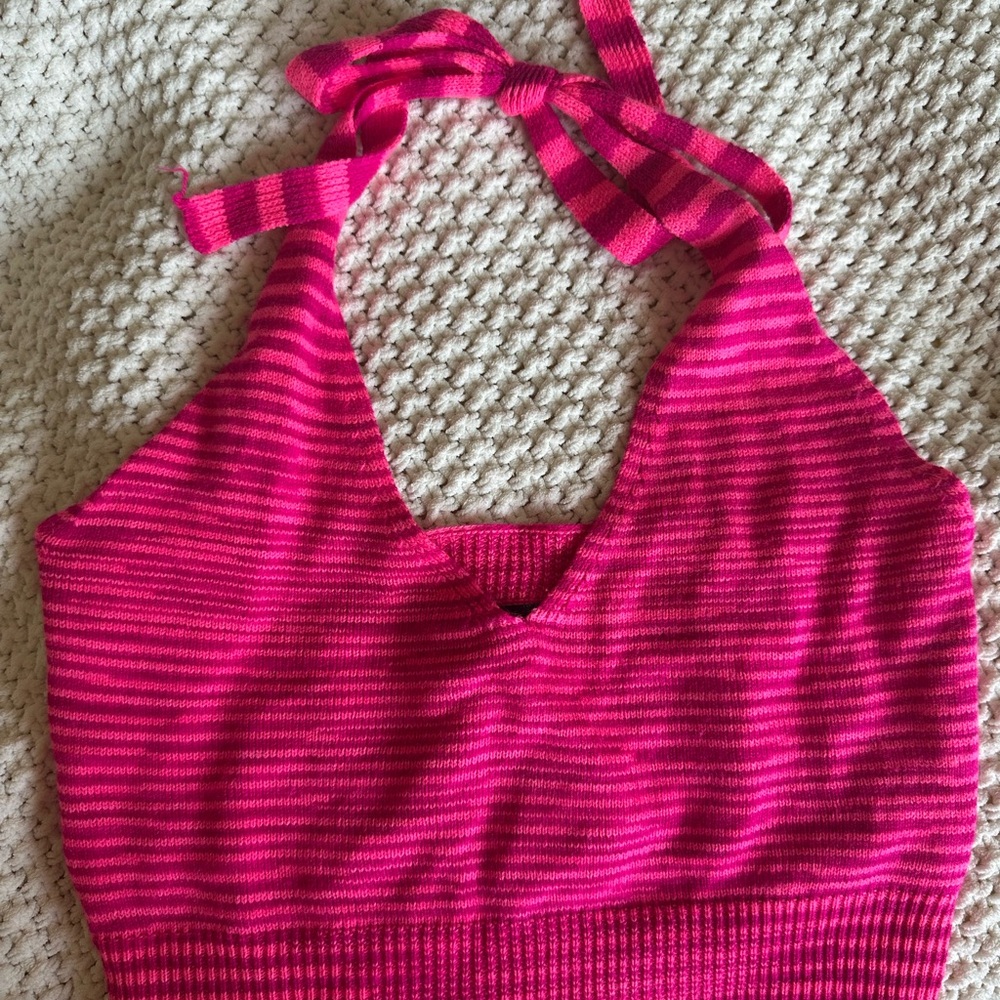 SHEIN Pink Striped Crop Top
